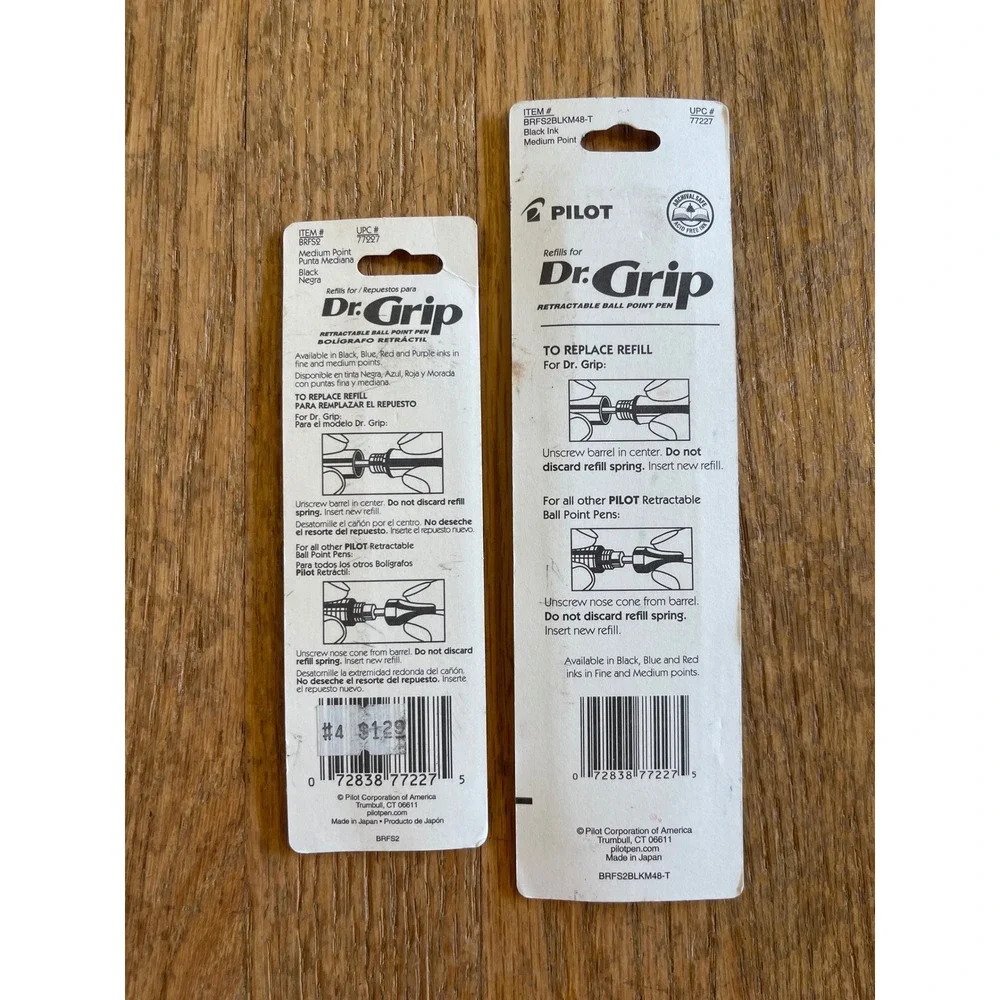Pilot Dr. Grip Black Medium‎ 4pk 77227 Retractable Ballpoint Pen Refills